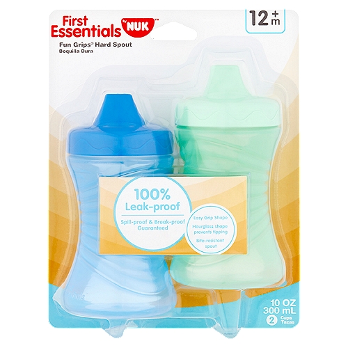 NUK First Essentials Fun Grips 10 oz Hard Spout Cups, 12 m+, 2 count