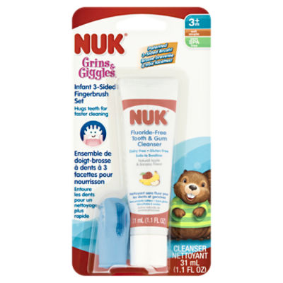 NUK Grins & Giggles Soft Infant 3-Sided Fingerbrush Set, 3+m, 1.4 Ounce