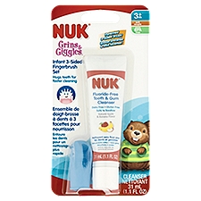 NUK Grins & Giggles Soft Infant 3-Sided Fingerbrush Set, 3+m, 1.4 Ounce