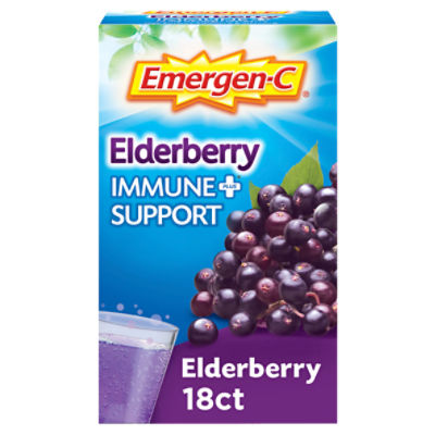 Emergen-C Immune Plus Elderberry Dietary Supplement, 0.35 oz, 18 count