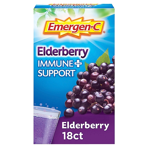 Emergen-C Immune Plus Elderberry Dietary Supplement, 0.35 oz, 18 count