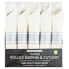 The Premium Collection Rolled Napkin & Cutlery, 10 count