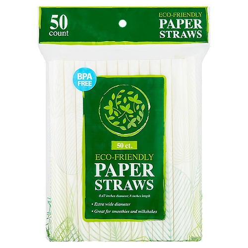 Eco-Friendly Paper Straws, 50 count
