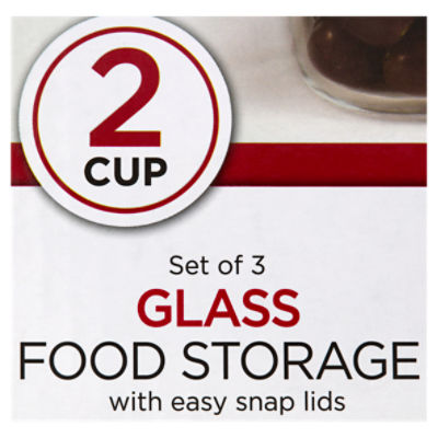 ChefElect 2 Cup Glass Square Food Storage Containers, 3 count