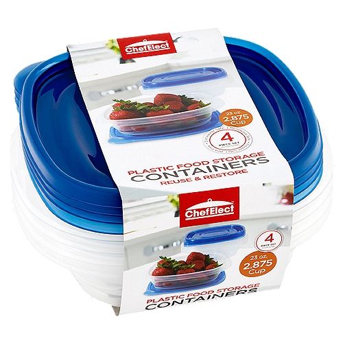 Chef Elect 2.875 Cup Plastic Food Storage Containers, 4 count