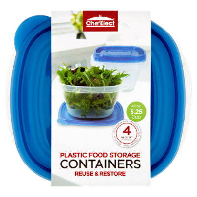 Chef Elect 3.25 Cup Plastic Food Storage Containers, 4 count