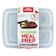 ChefElect 3 Compartments Meal Prep Containers, 5 count