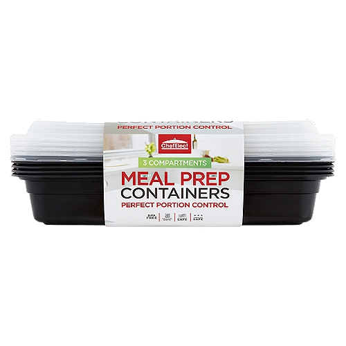 ChefElect 3 Compartments Meal Prep Containers, 5 count