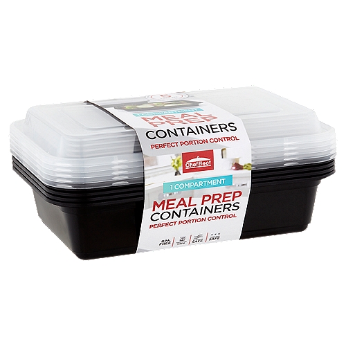 ChefElect 1 Compartment Meal Prep Containers, 5 count