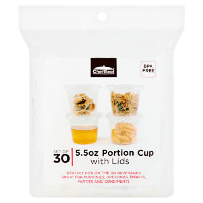 ChefElect 5.5oz Portion Cup with Lids, 30 count