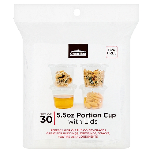 ChefElect 5.5oz Portion Cup with Lids, 30 count