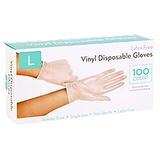Vinyl Disposable Gloves Latex Free Size Large, 100 Each