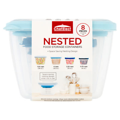 ChefElect Nested Food Storage Containers, 8 count