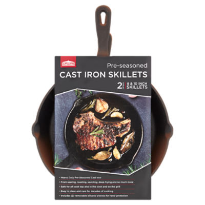ChefElect Pre-Seasoned 8 & 10 inch Cast Iron Skillets, 2 count, 2 Each