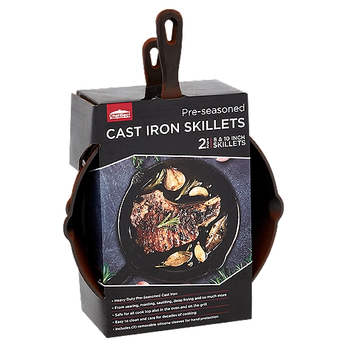 ChefElect Pre-Seasoned 8 & 10 inch Cast Iron Skillets, 2 count