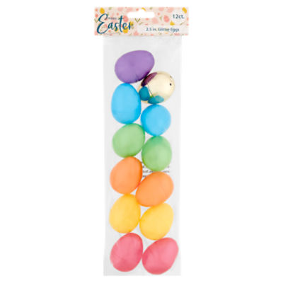 Happy Easter 2.5 In Glitter Eggs, 12 count