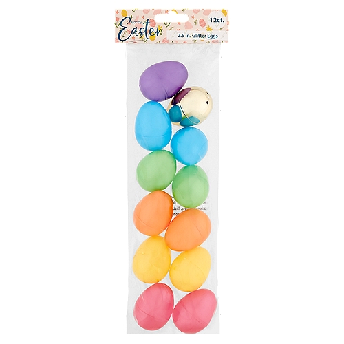 Happy Easter 2.5 In Glitter Eggs, 12 count