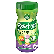 Benefiber Chewable Prebiotic Fiber Supplement Tablets for Digestive Health, Assorted Fruit - 100 Ct