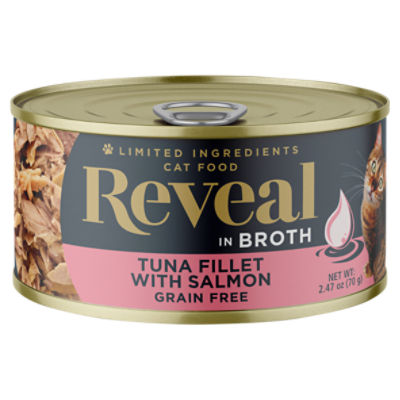 Reveal Grain Free Tuna Fillet with Salmon in Broth Cat Food, 2.47 oz