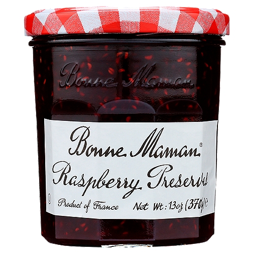 Bonne Maman Raspberry Preserves, 13 oz
Bonne Maman Preserves are made with simple, natural ingredients and whole pieces of premium fruit for the delicious homemade taste you love. No high fructose corn syrup, additives or preservatives.

Bonne Maman Raspberry Preserves is made with natural ingredients including the highest quality raspberries available. Our Preserves combines beautifully with yogurt ice pops!

Bonne Maman was founded in a small village nestled in a beautiful region in the South of France known for its superior fruit. Inspired by time-honored family recipes, love of homemade food and the wish to bring people closer every day, these values are still at the core of everything Bonne Maman.