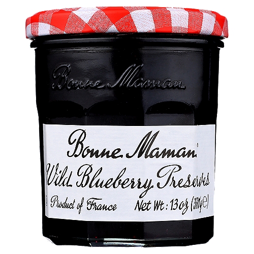 Bonne Maman Wild Blueberry Preserves, 13 oz
Bonne Maman Preserves are made with simple, natural ingredients and whole pieces of premium fruit for the delicious homemade taste you love. No high fructose corn syrup, additives or preservatives.

Bonne Maman Wild Blueberry Preserves is made with just 4 simple, natural ingredients, delivering a homemade taste. Our Preserves combines beautifully with Goat Cheese, French Toast and Crepes.

Bonne Maman was founded in a small village nestled in a beautiful region in the South of France known for its superior fruit. Inspired by time-honored family recipes, love of homemade food and the wish to bring people closer every day, these values are still at the core of everything Bonne Maman.