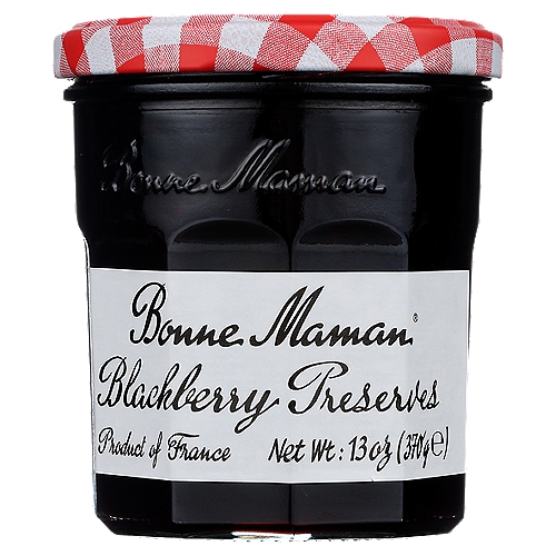 Bonne Maman Blackberry Preserves, 13 oz
Bonne Maman Preserves are made with simple, natural ingredients and whole pieces of premium fruit for the delicious homemade taste you love. No high fructose corn syrup, additives or preservatives.

Bonne Maman Blackberry Preserves delivers a fresh, homemade taste. Our Bonne Maman Blackberry Preserves is perfect to spread, top or include as baking ingredient.

Bonne Maman was founded in a small village nestled in a beautiful region in the South of France known for its superior fruit. Inspired by time-honored family recipes, love of homemade food and the wish to bring people closer every day, these values are still at the core of everything Bonne Maman.