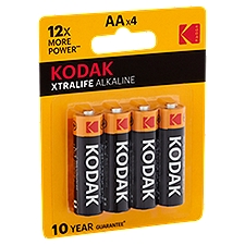 Kodak Xtralife Alkaline 1.5V AA, Batteries, 4 Each