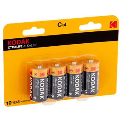 Kodak Xtralife Alkaline 1.5V C Batteries, 4 count