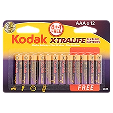 Kodak Xtralife AAA Alkaline Batteries, 12 count