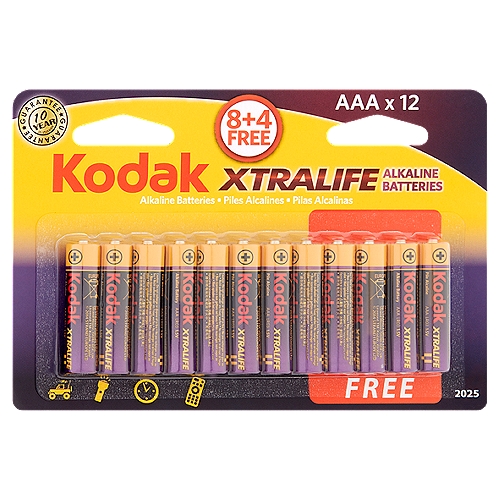 Kodak Xtralife AAA Alkaline Batteries, 12 count
These batteries are excellent for high drain products, such as toys and flashlights.