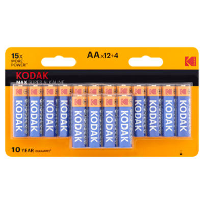 Kodak Max Super Alkaline 1.5V AA Batteries, 16 count, 16 Each