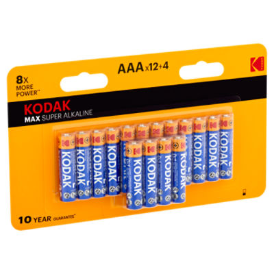 Kodak Max Super Alkaline 1.5V AAA Batteries, 16 count