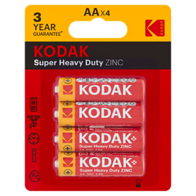 Kodak Super Heavy Duty 1.5V AA Zinc Batteries, 4 count, 4 Each