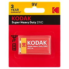 Kodak Super Heavy Duty 9V Zinc Batteries, 1 Each