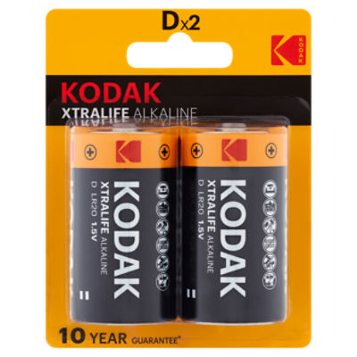 Kodak Xtralife Alkaline 1.5V D Batteries, 2 count