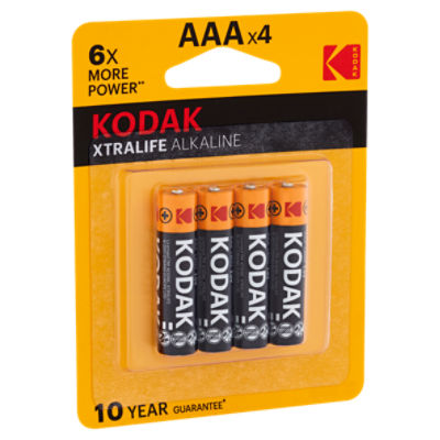 Kodak Xtralife Alkaline 1.5V AAA Batteries, 4 count, 4 Each