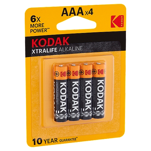 Kodak Xtralife Alkaline 1.5V AAA Batteries, 4 count