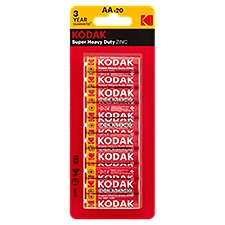Kodak Super Heavy Duty Zinc 1.5V AA Batteries, 20 count