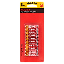 Kodak Super Heavy Duty Zinc AAA Batteries, 20 count, 20 Each