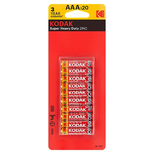 Kodak Super Heavy Duty Zinc AAA Batteries, 20 count
