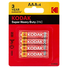 Kodak Super Heavy Duty Zinc 1.5V AAA Batteries, 4 count