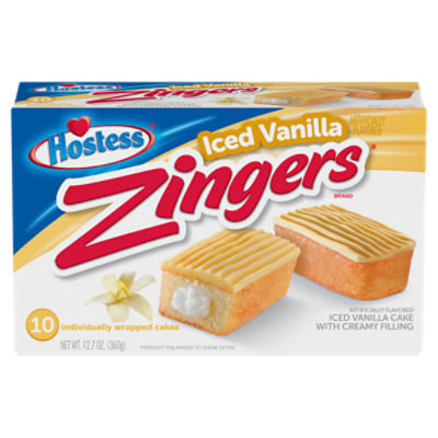 Hostess Zingers Iced Vanilla Cake, 10 count, 12.7 oz