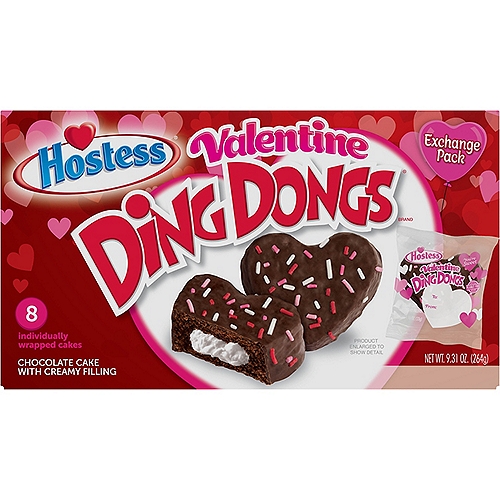 Hostess Ding Dongs Valentine Chocolate Cake, 8 count, 9.31 oz