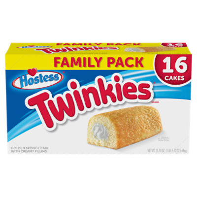 HOSTESS TWINKIES, Golden Sponge Cake, Creamy Filling, Family Pack - 16 Count / 21.73 oz