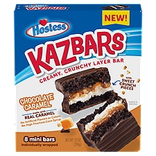 HOSTESS Chocolate Caramel KAZBARS Creamy and Crunchy Layer Bar, Individually Wrapped, 8 Count 10 oz