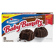 Hostess Baby Bundts Chocolate Drizzle Mini Cakes with Icing, 8 count, 10 oz