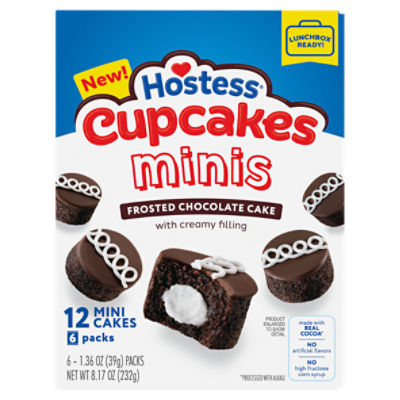 Hostess Frosted Chocolate Minis Cupcakes, 1.36 oz, 6 count