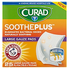 Curad SoothePlus Large Gauze Pads, 25 count