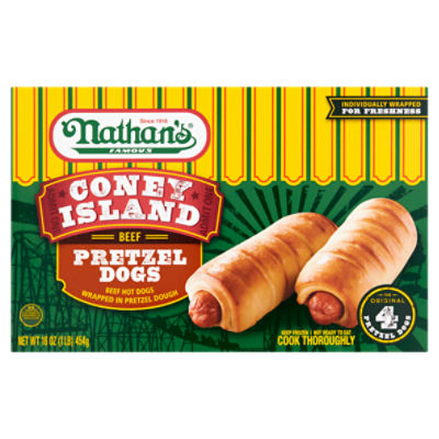 Nathan's Famous Coney Island Beef Pretzel Dogs, 4 count, 16 oz