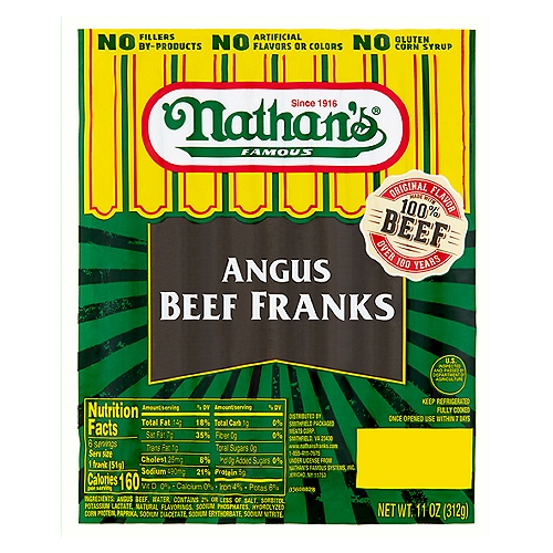 Nathan's Famous Angus Beef Franks, 11 oz